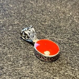 Silpada S1300 Filigree Sterling Silver Red Stone Pendant Reversible